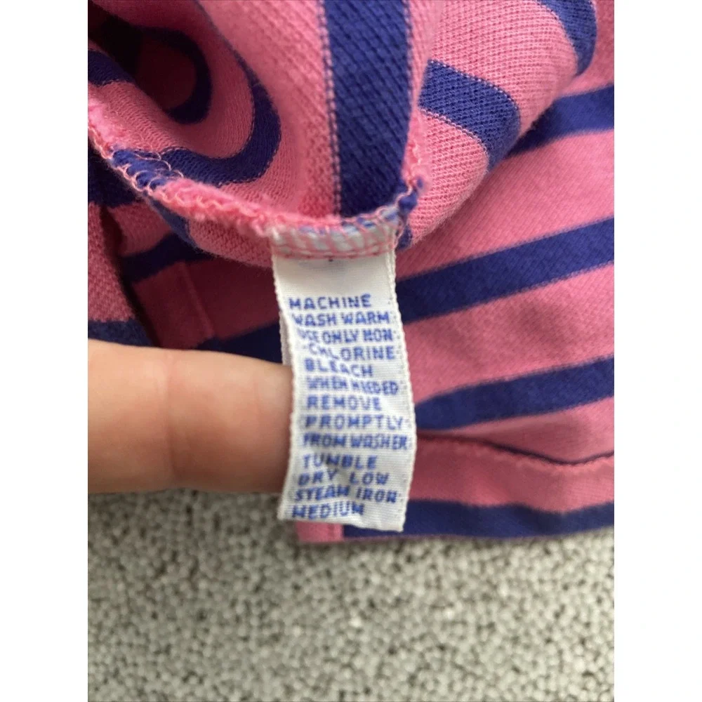 Vintage Polo Ralph Lauren The Big Shirt Size Large Pink Navy Blue Stripe Pony
